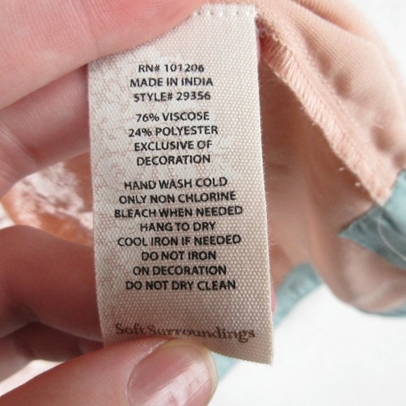 Soft Surroundings Peach Velvet Embellished Tunic Size XL Beaded - Picture 7 of 11